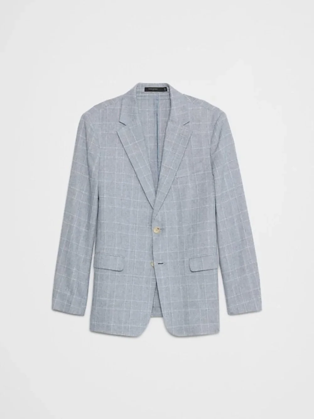 Banana Republic 36S glen plaid 55% linen 45% cotton glen blue tailored unlined